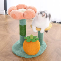 Arbre à chat moderne de luxe en bois durable avec griffoir en sisal et plateau à herbe à chat, design classique en forme de cactus, en carton