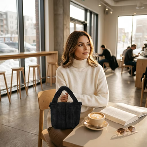 <span class=keywords><strong>Sac</strong></span> fourre-tout en velours côtelé côtelé pour l'hiver, personnalisé, élégant, petit <span class=keywords><strong>sac</strong></span> à <span class=keywords><strong>main</strong></span> rembourré pour femme, <span class=keywords><strong>sac</strong></span> à bandoulière en velours doux - Product Image 2