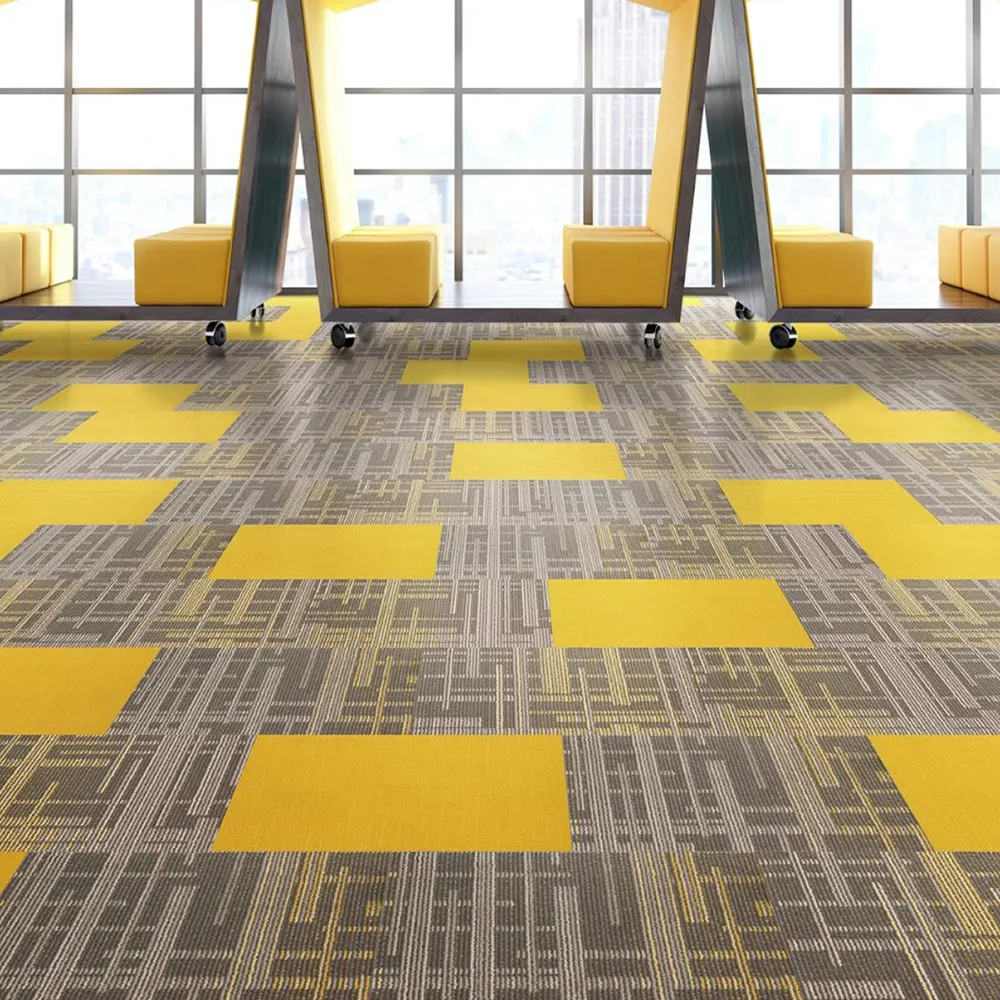 친환경 카펫 타일 바닥재 상업용 60x60 3D 카펫 풍경 바닥 타일 3mm 오렌지 사무실 카펫 바닥 타일