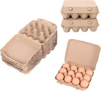 Cartons à œufs en pâte de papier naturelle vierges style 3x4, supports et emballages pour œufs de poule frais