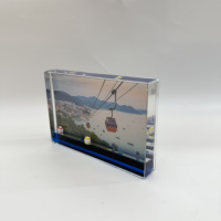 Cadre photo liquide en acrylique 4x6 pouces, design créatif, style moderne, option cadeaux de bienvenue, bleu transparent, figurine personnalisée