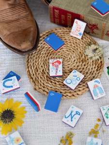 Miss Cowgirl 160 Set Blu Lusso Moderno Pieghevole Fatto a Mano Portatile in Acrilico con Tessere da Mahjong per Intrattenimento e <span class=keywords><strong>Feste</strong></span> - Product Image 6
