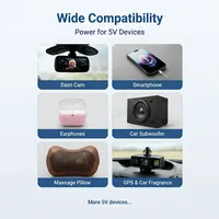 Auto-Ladeadapter mit Kabel 12V/24V auf 5V 2,5A für Dashcam GPS-Navigator Autolautsprecher & Massagekissen