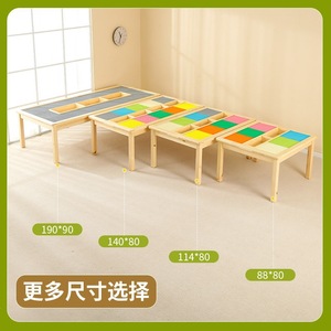 Table de jeu éducative multifonctionnelle en bois massif Ming Anjia 90x190cm pour enfants, maternelle et éveil précoce - Product Image 5
