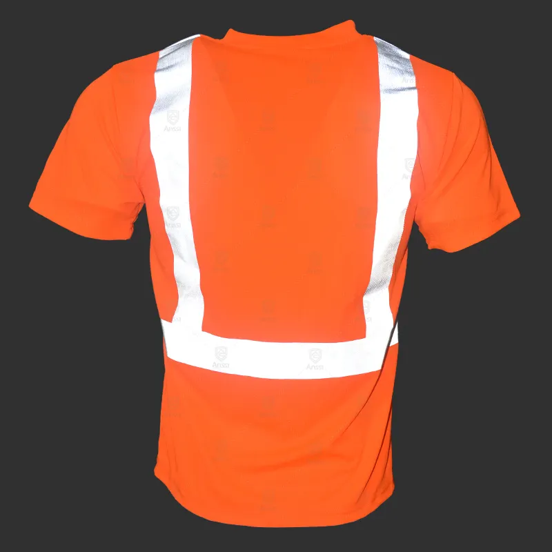 Custom Wholesale safety reflective men t-shirt high visibility reflective tshirt 100% Polyester safety security shirts