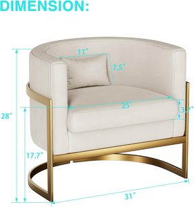 <span class=keywords><strong>Poltrona</strong></span> moderna a botte con gambe in metallo dorato sedia di accento di velluto per camera da letto e soggiorno Club divano laterale in avorio - Product Image 2