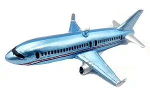 NOXINDA Children's Series Robert Stanley Blue Jet Airplane Christmas Ornament Glass Silver Red Glitter Home Holiday Decoration