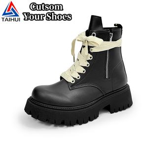 Nouvelles bottes pour hommes 2026, noires, en PU artificiel, montantes, imperméables, chaudes, <span class=keywords><strong>style</strong></span> britannique, <span class=keywords><strong>moto</strong></span>, travail, hiver - Product Image 1