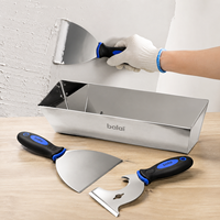 Kit de 3 outils de réparation de cloisons sèches en acier inoxydable avec spatule et raclette, poignée antidérapante, pour travaux de construction