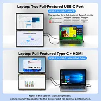 Moniteur portable double écran M4 15,6 pouces LCD 1080P FHD IPS, extension d'écran pour ordinateur portable, affichage externe pour ordinateur portable Mac PC Windows