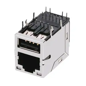 08211x1t36-f עם 100bas-t מגנטי ו-usb 2.0 משולבת נקבה rg45 cat5 מחבר rj45 שקע 08211x1t36-f