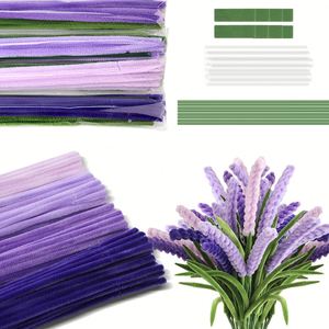 Kit de limpiapipas de lavanda miniatura para hacer un ramo de 3 tallos, 4 colores, manualidades fáciles para el hogar, regalo, decoración - Product Image 2