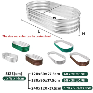 Fioriere da <span class=keywords><strong>Giardino</strong></span> <span class=keywords><strong>Ovali</strong></span> in Acciaio Zincato per Ortaggi e Fiori, Vasi Rialzati in Metallo per Esterni - Product Image 6