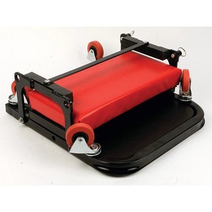 Tabouret roulant pliable en C avec plateau à outils, acier robuste et vinyle noir/rouge pour garage, détaillage automobile GAPGAR032 - Product Image 2