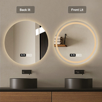 Miroir de vanité rond pour salle de bain 23.6 "X23.6" Miroirs muraux rétroéclairés avec lumière LED