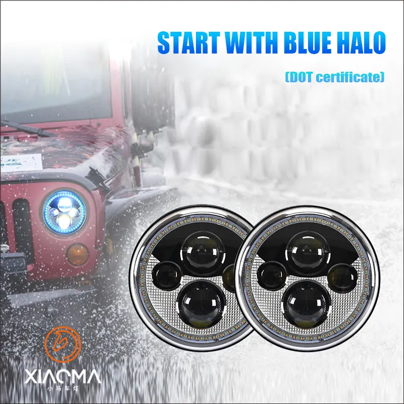 2024 7 inch off road Blue Angel Halo LED head light Round Spot light High Quality Best price IP67 8000K