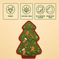 Tapis à gratter pour chat en sisal en forme de sapin de Noël, à fixer au mur, auto-adhésif, protection de meubles pour animaux, décoration intérieure