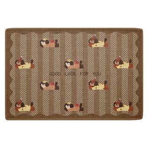 Alfombra de Entrada Novedosa, Rectangular, de Poliéster, Resistente a las Manchas, para la Entrada del Hogar, con Diseño de Perro y Diseño de Buena Suerte - Product Image 1