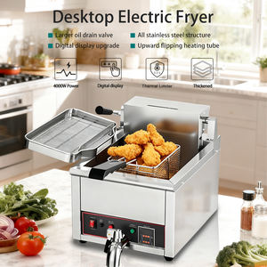 قلاية كهربائية تجارية سميكة من الفولاذ المقاوم للصدأ سعة 12 لتر، آلة قلي عميقة مع أنبوب تسخين 304 قابل للطي للأعلى - Product Image 2