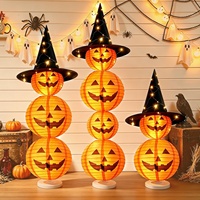 Décoration de pilier citrouille lumineuse transfrontalière pour Halloween, idéale pour les magasins et les bars, accessoire photo pour une ambiance festive