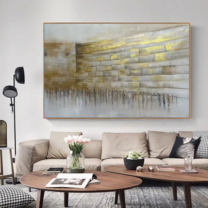 Mintura - Cuadro Grande Abstracto Estilo <span class=keywords><strong>Occidental</strong></span> de Jerusalén Kotel, Lienzo Hecho a Mano, Paisaje con Personas, Pintura Acrílica, Arte de Pared Moderno para Sala de Estar - Product Image 1