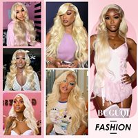 Haute qualité HD longue 613 Blonde vague de corps brut brésilien plumé pré coupé avant de lacet perruques avec des cheveux de bébé prêt à l'emploi femmes noires