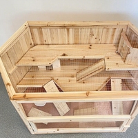 SDHC001 Maison pour animaux de compagnie en bois de luxe moderne, durable et écologique, grande cage pour hamster avec fermeture coulissante horizontale, motif floral pour l'intérieur