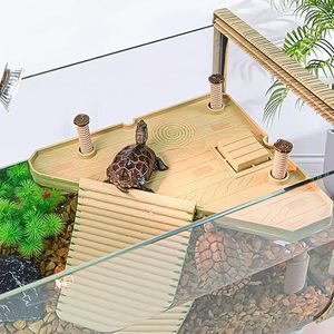 Reptology <span class=keywords><strong>Plateforme</strong></span> Moderne de Bain de Soleil pour Tortues Aquatiques |   Réservoir rectangulaire flottant en plastique pour usage intérieur |   Décoratif Toutes Saisons - Product Image 4