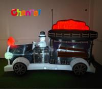 Train gonflable de vacances de décor de train gonflable d'halloween extérieur éclairé pour l'ornement d'halloween de cour pour la pelouse
