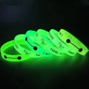 Personalised Cheap Custom Logo Color Size Glow In Dark Silicone Glowing Rubber Bracelet Custom Luminous Silicone Wristband