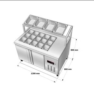 Mesa de Salada de Aço Inoxidável de Alta Qualidade com Rack para Acompanhamentos e Espalhador de Pizza, Armário Refrigerado 220V para Exibição e Armazenamento a Frio - Product Image 2