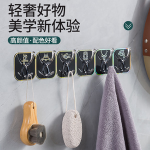 Adhesive Hooks 6 Pack Transparent Removable For Kitchen Door Wall Hanging <b>Clothes</b> <b>Storage</b> Organizing Modern Design - Product Image 2