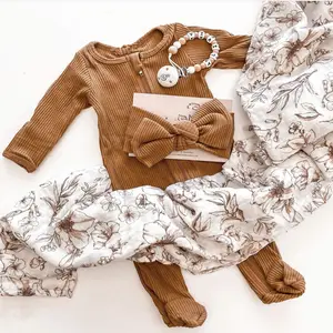 Automne hiver nouveau-né garçons filles body à manches longues infantile combinaisons 100% coton bébé vêtements