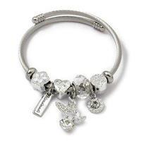 PFT Pulsera de Acero Inoxidable a la Moda con Colgante de Libélula de Cristal, Joyería Electrochapada en Oro