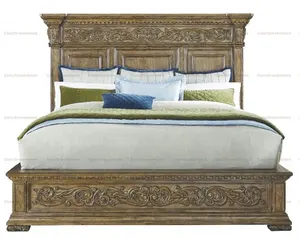 Baroque ClassicalキングサイズBed Design WoodマスターBedroom Furniture