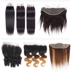 Китайский завод поставляет Необработанные 100% дешевые Лидер продаж оптовая продажа натуральные волосы 3 пряди с фронтальным кружевом - Product Image 5