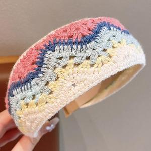 Little Daisy Cherry dệt kim rộng vành của phụ nữ Headband Detangling lộn xộn Headband phụ kiện trang trí hoa cây của phụ nữ - Product Image 5