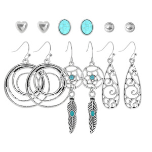 Juego de Pendientes Colgantes de Moda Estilo Boho, Turquesa, Aleación, Joyería para Mujer, Pendientes con Diseño de Pluma, Regalo para Fiesta - Product Image 3