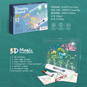 Set di Pittura con Linee Colorate, Giocattolo per Bambini, Piccolo Lavagna Magica Fluorescente 3D Cancellabile con Dinosauri - Product Image 5
