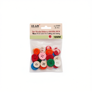 Bottoni in legno Ilan 18mm, confezione da 25 colori per artigianato e cucito - Product Image 2