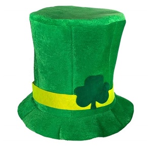 Suministros de accesorios para disfraces de fiesta del Día de San Patricio Sombrero de copa de terciopelo Trébol del Día de San Patricio - Product Image 1
