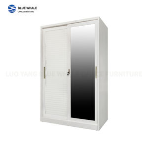 Armarios abatibles Moderno 2 puertas Metal Acero Espejo Armario Hierro Almirah Estable Armarios <span class=keywords><strong>de</strong></span> acero con cerradura para dormitorio - Product Image 5