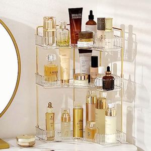 3 Tier Stackable Transparent Acrylic Bathroom <b>Corner</b> Vanity Countertop Makeup Organizer <b>Storage</b> Shelf for Cosmetics - Product Image 2