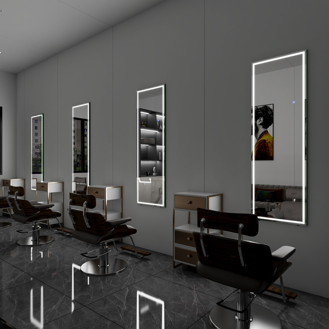 Modern Lighted Smart Large Size Stand up Wall Mounted Body Floor Full Length Long Dressing Salon Mirror With Led Lights