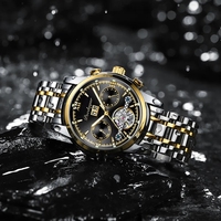 POEDAGAR 8051 montres de sport en cuir inoxydable Reloj hommes d'affaires automatique mécanique Tourbillon montre de luxe à la mode Masculino