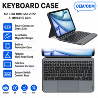 Funda con Teclado para iPad 10.ª Generación con Carcasa Protectora Desmontable, Soporte Plegable Multiángulo, Trackpad y Retroiluminación Colorida