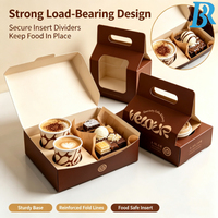 Boîte à emporter pour café et desserts, en papier résistant à la graisse, qualité alimentaire, avec poignée, pour boulangerie et café.