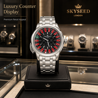 Montres automatiques de luxe à roue de roulette édition limitée OEM personnalisées en usine, avec disque de jeu rotatif et bouton mécanique