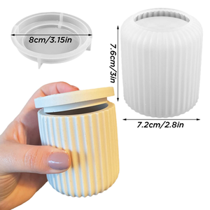 Early Riser Diy Crystal Glue Drop Cement Gypsum with Lid Stripe Reticulated Aroma burner Suit Candle Cup Silicone <b>Mold</b> - Product Image 2