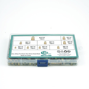 Connecteur de meubles en alliage de zinc et acier au carbone, tête plate, entièrement fileté, écrou à insérer M4 M5 M6 M8, vis à bois, finition zinguée - Product Image 3